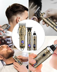 Hair Clippers for Men,Professional Hair Cutting Kit,Cordless Barber Clipper and T-Blade Beard Trimmer Set (Gold-1)