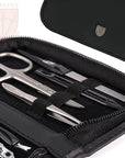 3 Swords Germany – brand quality 8 piece manicure pedicure grooming kit set for professional nail care with genuine leather case black - Made in Germany