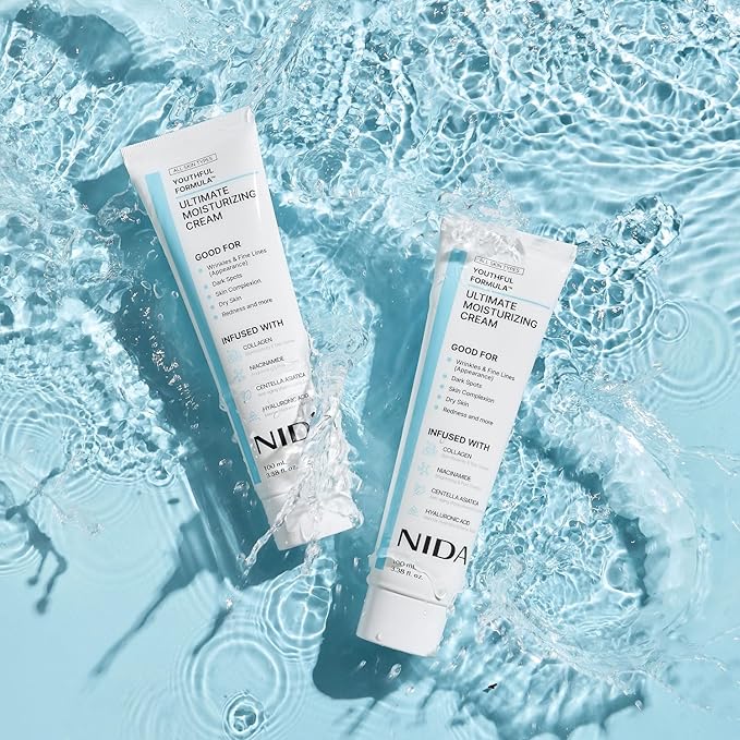 NIDA Youthful Formula™ Ultimate Moisturizing Cream | Centella Asiatica, Niacinamide, Hyaluronic Acid, Collagen | Wrinkles, Fine Lines, Dark Spots, Dry Skin, Redness | 3.38 fl. oz., 100ml
