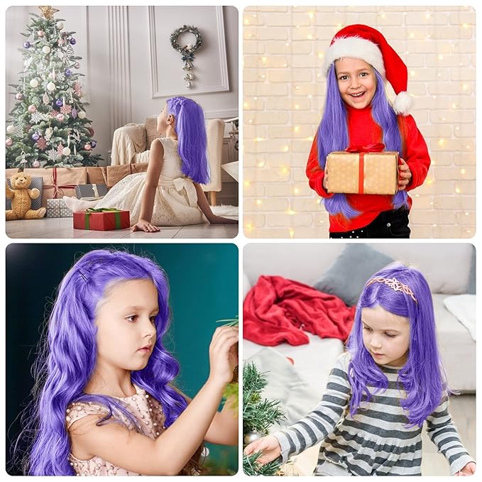 New Hair Chalk Comb Temporary Bright Hair Color Dye for Girls Kids, Washable Hair Chalk for Girls Age 4 5 6 7 8 9 10 New Year Birthday Cosplay DIY Halloween, Christmas（Purple)