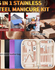 Manicure Set 16Pcs Professional Stainless Steel Pedicure Kit Mens Grooming Kit Fingernail & Toenail Clippers Set Manicure Kit with Luxurious Travel Bag, Sharp Nail Scissors and Clipper (Pink)