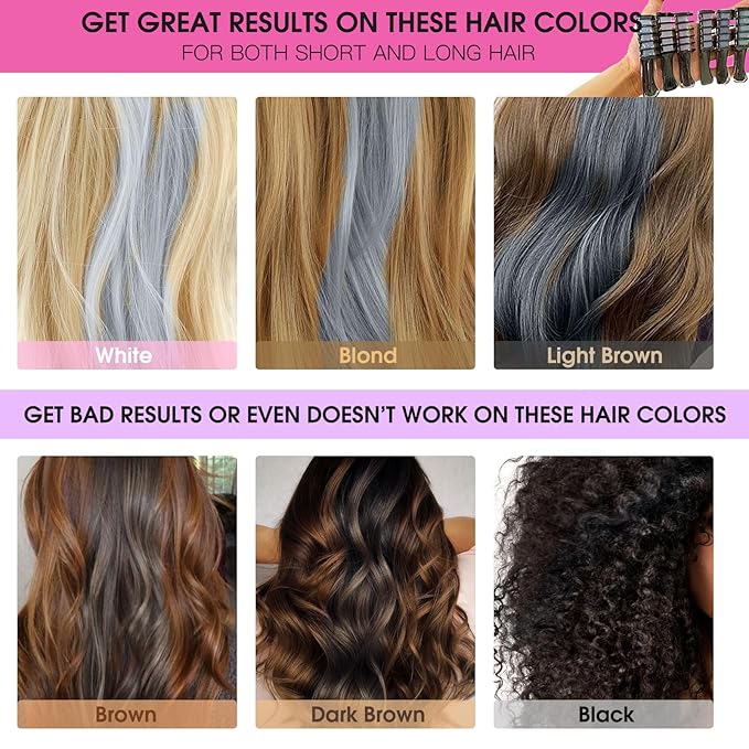 MSDADA New Hair Chalk Comb Temporary Hair Color Dye for Girls Kids with Light Color Hair, Washable Hair Chalk for Girls Age 4 5 6 7 8 9 10 Birthday Cosplay DIY, Easter (Silver)