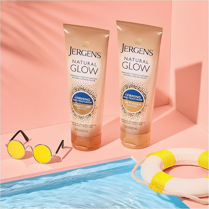Jergens Natural Lotion, Medium to Deep Skin Tone, Daily Moisturizer with Antioxidants & Vitamin E, 7.5 oz