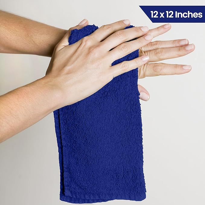 Utopia Towels 24 Pack Cotton Washcloths Set, 100% Ring Spun Cotton, Premium Quality Flannel Face Cloths, Highly Absorbent and Soft Feel Fingertip Towels, Royal Blue