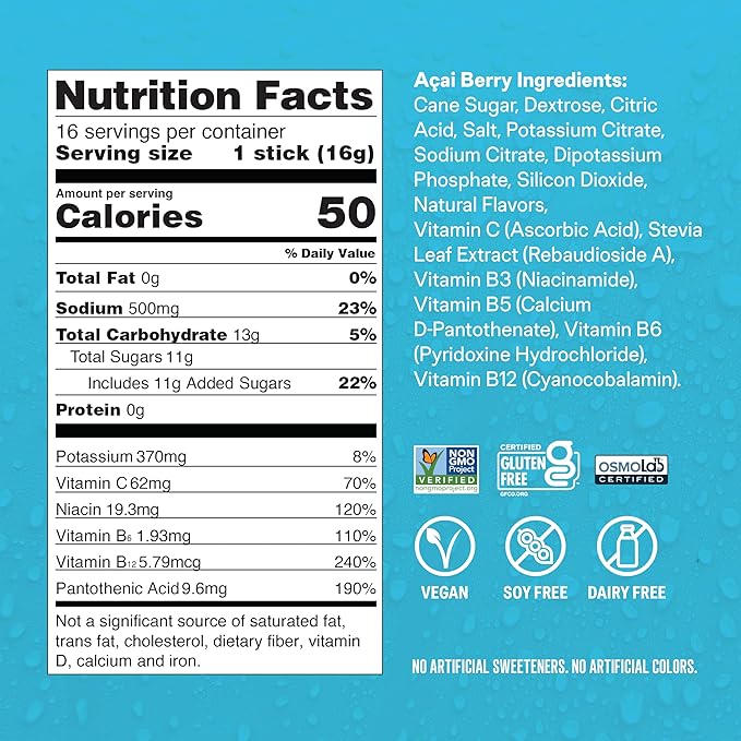Liquid I.V.® Hydration Multiplier - Acai Berry | Electrolyte Powder Drink Mix | 1 Pack (16 Servings)