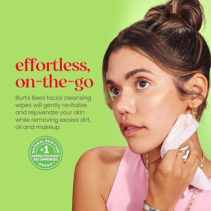 Burt's Bees Stocking Stuffers, Aloe Vera Face Wipes, for Sensitive Skin, Soothing Makeup Remover & Facial Cleansing Towelettes Christmas Gifts, 30 Ct. (3-Pack)