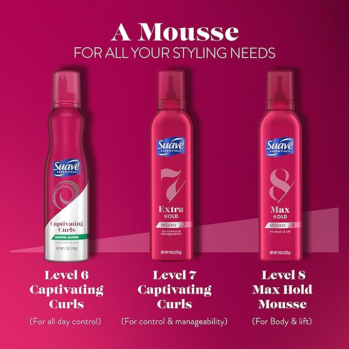 Suave Whipped Mousse - Captivating Curls for Wavy and Curly Hair, Anti-Frizz Styling Product for Flexible, Crunch-Free Styles, 7 oz (Pack of 2)