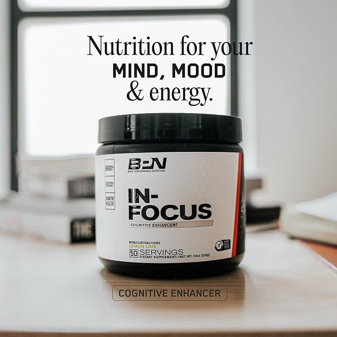 BARE PERFORMANCE NUTRITION, BPN in-Focus Brain Support Supplement, Improve Focus & Energy, Alpha GPC, Watermelon Passionfruit, 40 Servings