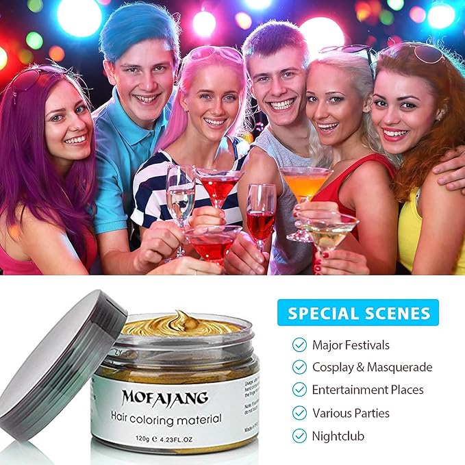 Gold Temporary Hair Wax Color Spray - Hair Dye Blonde Spray for Halloween Cosplay, Party (4.23 oz)
