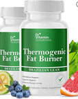 DR VITAMIN SOLUTIONS Thermogenic Fat Burner for Women and Men - Appetite Suppressant for Weight Loss - Includes Green Tea Extracts for Bloat Relief - Metabolism Booster - Pack of 2