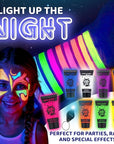 Blue Squid UV Body Paint, Blacklight Glow Makeup Kit, Fluorescent Face Paints, 8 Neon Body Paint Colors, Mini UV light, Neon Body Paints Adults & Kids