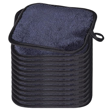 Makeup Remover Cloths for Face, Eye, Lips - Reusable Face Cleansing Cloth Microfiber Makeup Remover Pads 5 x 5 inch 12 Pack (Black)