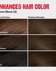 Revlon ColorSilk Tone + Gloss + Care Demi Permanent Hair Color, Dye Kit with Leave-In Scalp and Haircare Serum, 2x Shinier, 4x Stronger, 3 Brown Black, 4.5 fl oz