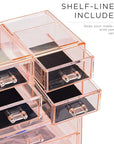Sorbus Acrylic Makeup Organizer Set, 7-Drawer Vanity & Countertop Cosmetic Storage with Small & Wide Compartments, Pink Makeup Storage for Brushes, Jewelry – Holiday Gift for Women & Teens