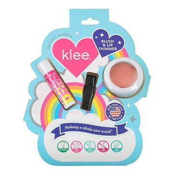 LunaStar Klee Blush and Lip Shimmer Makeup Kit. Gentle and Non-Toxic. Kid-Friendly. Made in USA. (Honey Pink Buzz)