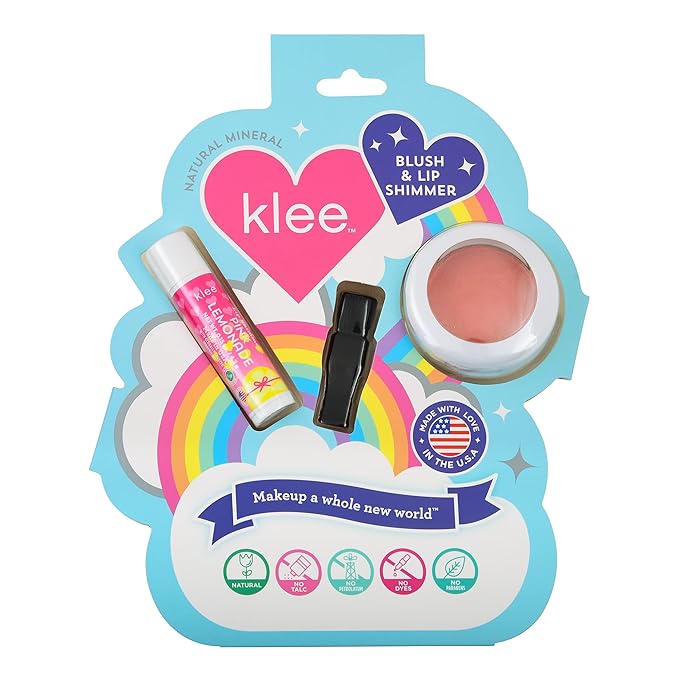 LunaStar Klee Blush and Lip Shimmer Makeup Kit. Gentle and Non-Toxic. Kid-Friendly. Made in USA. (Honey Pink Buzz)