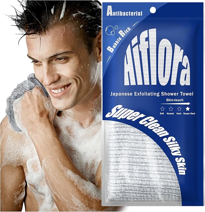 3D Wave Weave Japanese Exfoliating Washcloth, Intense Exfoliating Back Scrubber for Shower, Extra-Rough Body Scrub Towel, Korean Style, Volcano (Extra-Hard)