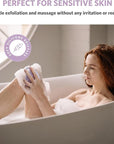 Sndyi Silicone Body Scrubber, Gentle Exfoliating Body Scrubber for Sensitive Skin, Leaf Shaped Shower Scrubber for Body with Lathering Bristles, Silicone Loofah Body Brush for Showering, Purple