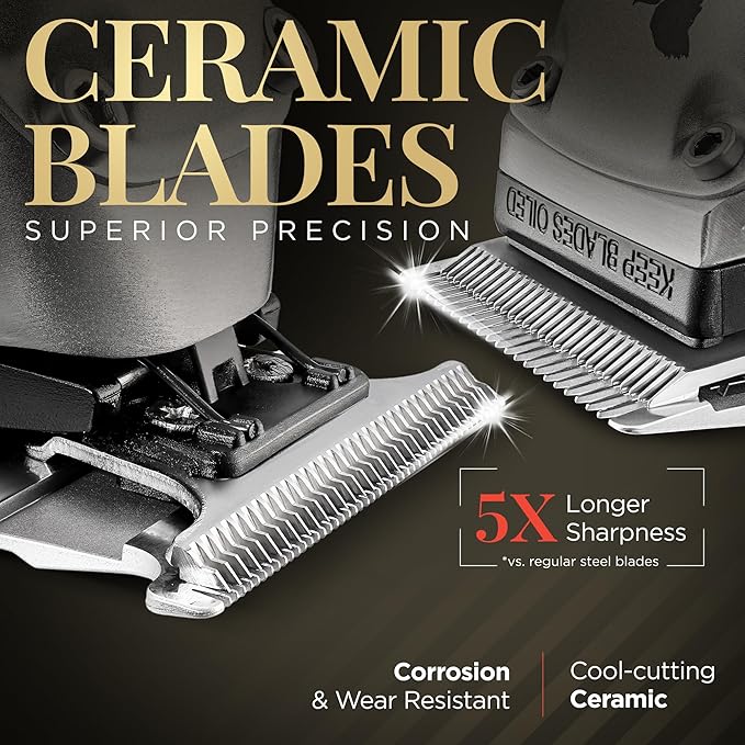 Fagaci Professional Hair Clippers for Men with Superior Precision, Brushless Motor Barber Clippers and Trimmers Set, 5X Longer Sharpness Hair Cutting Kit, Mens Haircut Cordless Clipper for Barber