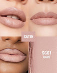Oulac Beige Nude Satin Lipstick Set - Matte Lip Base, Full Coverage Lip Color, Satin Matte Finish, Cream Texture, Hydrating, Infused with Hyaluronic Acid, 4g*2 SG01+SG02