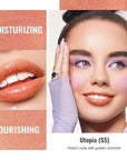 Oulac Moisture Peach Nude Lipstick - 2 in 1 Shimmer Lipstick & Lip Balm, Shimmer Soild Lip Gloss, Lightweight Smooth, Natural Look Best for Dry, Cracked and Chapped Lips, Vegan 2.2g/0.07oz (S05)