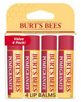Burt's Bees Lip Balm - Pomegranate, Lip Moisturizer With Responsibly Sourced Beeswax, Tint-Free, Natural Origin Conditioning Treatment, 4 Tubes, 0.15 oz.