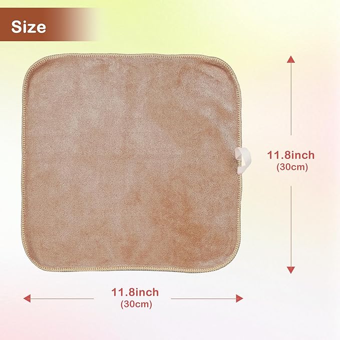 Nugilla Makeup Remover Cloth 12 x 12 Inch, Reusable Makeup Remover Towels for Washing Face, 6 Pack Washable Microfiber Face Cloth Fast Drying Washcloth, Brown