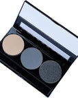 Off White, Matte Medium Grey Blue, and Glitter Black Deep Navy Blue Vegan Eyeshadow Trio Palette; Talc, Paraben & Cruelty Free