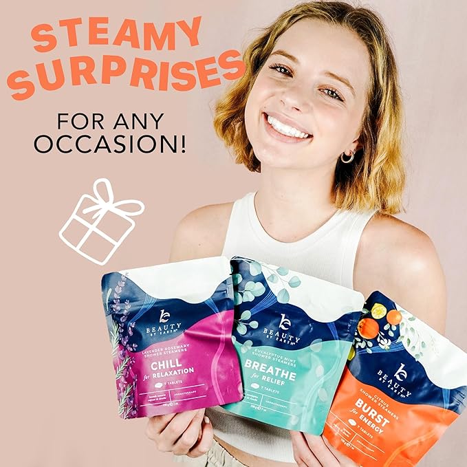 Shower Steamers Aromatherapy - USA Made with Natural Ingredients & Citrus Essential Oil, Long Lasting Shower Bombs for Energy Boost, Gift Set for Women & Men, Spa Gifts & Shower Accessories