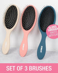 Conair Detangling hairbrush 3PK - wet or dry hair - ideal for curly or straight styles - detangler hair brush - hairbrushes for women - Beige, Navy, Coral
