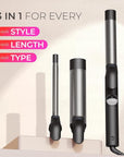 TYMO Curling Iron Set - 1/2, 1, 1 1/2 Inch Professional Ceramic Hair Curler for Spiral Curls & Beach Waves, Ionic Curling Wand for Women Short/Long Hair, Fast Heating, Dual Voltage & 5 Temps, Black