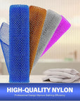 4 Pieces Exfoliating Washcloth Shower Towel African Net Sponge Japanese Wash Cloth Face Exfoliating Sponge Loofah Exfoliating Body Scrubber for Body Exfoliation (Brown, Blue, Purple,Grey)