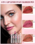 Lip Stain Marker Pen-3Pcs Hydrating Lip Tint Stain Lip