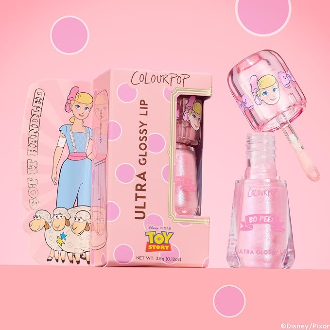 ColourPop x Toy Story Ultra Glossy Lip Gloss - High-Shine, Non-Sticky & Hydrating Lip Gloss with a Flexible Paddle Applicator - Sheer Pink with Baby Blue Pearl Finish - Peep This (0.12 oz)