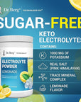 Dr. Berg Zero Sugar Hydration Keto Electrolyte Powder - Enhanced w/ 1000 mg of Potassium & Real Pink Himalayan Salt (NOT Table Salt) - Lemonade Flavor Hydration Drink Mix Supplement - 100 Servings