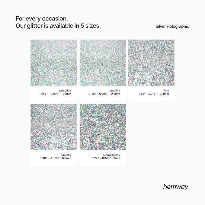 Hemway Eco Friendly Biodegradable Glitter 100g / 3.5oz Bio Sparkle Vegan for Festival, Art, Craft - Extra Chunky (1/24" 0.040" 1mm) - Silver Holographic