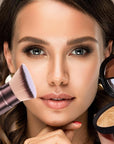 Makeup Brush Kabuki Face Brushes Retractable Travel Blush Kabuki Brush Portable Flawless for Foundation, Powder Blush, Bronzer, Buffing, Liquid, Cream, Cruelty Free with Cover(Brown)