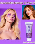 MEICOLY Purple Hair Glitter Kids Makeup,Halloween Sparkly Face Glitter,Mermaid Sequins Face Body Glitter,Chunky Glitter for Festival Rave Accessories Costume Outfits for Women,50ml