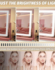 FENNIO Vanity Mirror with Lights 22''x18'' Makeup Mirror with Lights,Lighted Makeup Mirror with 10X Magnification，Smart Touch Screen with 3-Color Lighting,Dimmable（Square Pink）