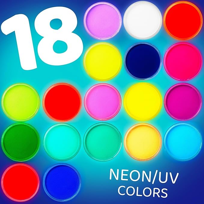 Blue Squid Face Paint Water Based Single Cake Professional Face Paint & Body Paint - Water Activated, Kids Adults Face Painting for Costume, Halloween Makeup, Cosplay - Neon White Face Paint 30g
