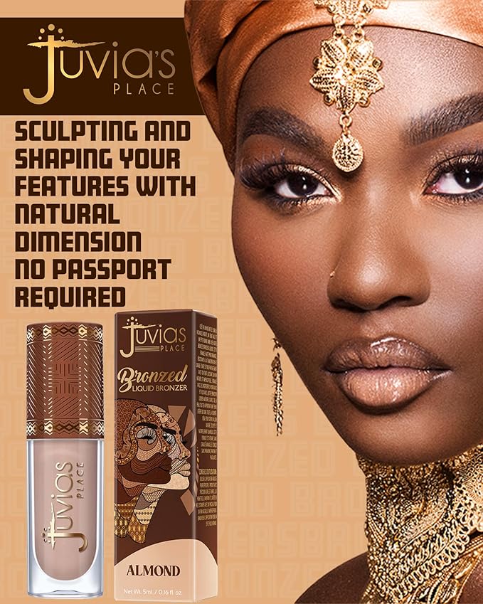 Juvia’s Place Bronzed Liquid Bronzer - Almond - Liquid Bronzer for Face with Silky Blendable Texture - Buildable Coverage for Natural Contour & Dimension - Easy-to-Blend, Patch-Proof Formula