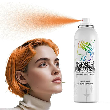 Orange Temporary Hair Color Spray - Gentle Formula, Washable & Non-Sticky | Instant Hair Dye Alternative for Adults | Halloween, Costume, Party Makeup, 150ml