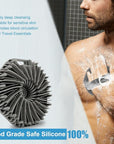 Silicone Body Scrubber，Exfoliating Body Scrubbers for use in Shower,Silicone Body Brush for Showering and Anti-Slippery Handles for All Skin Types(Grey)