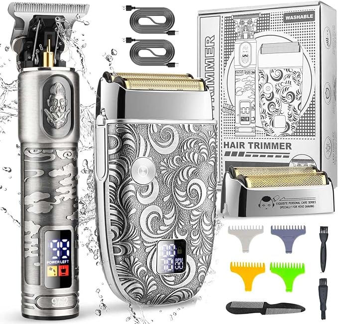 Suttik Foil Shavers for Men Electric Razor, Clippers and Trimmer for Men with LED Display, Waterproof