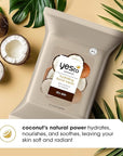 Yes To Face Wipes for Women and Men, Restoring Facial Cleansing Wipes for use as a Make Up Remover, Cleaning, Soothing, Coconut (Pack of 2)