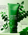 Farmacy Foaming Face Wash for Oily Skin - Whipped Greens Oil-Free Gentle Facial Cleanser + Exfoliator - Infused with Green Clay to Remove Impurities, Control Oil + Maintain Skin Hydration (150ml)