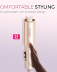 TYMO Automatic Rotating Curling Iron - TYMO CURLPRO Beach Waves Curling Wand, Portable Hair Curler, 500 Million Ionic, Dual Voltage & Lightweight for Travel, Ceramic Coating, 1 Inch, Peach