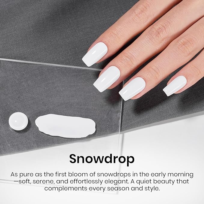 Beetles White Gel Nail Polish,15ml French UV Nail Polish Soak Off Nail Art Manicure Salon DIY Design Home Snowdrop Gift for Woman Colorful Bottle Gel