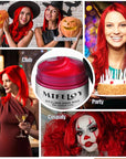 Red Temporary Hair Color Wax, Instant Natural Hairstyle Cream Dye, Washable Styling Pomades for Girls Women Youth, Disposable Coloring Mud for Party Cosplay DIY Halloween