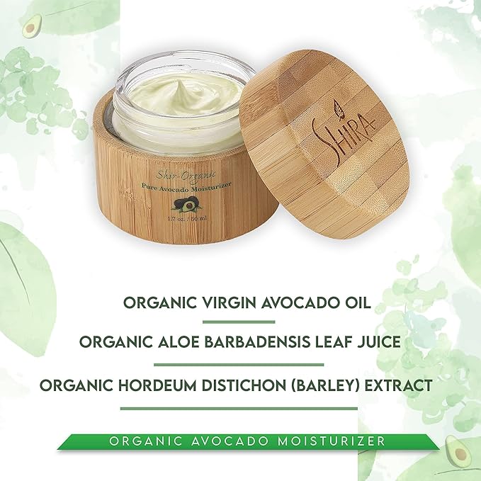 Shir-Organic Avocado Moisturizer With Combination of Vitamins A B D and E For 24 hrs Hydrating And Nourished Skin 50 ml (Pack of 2)